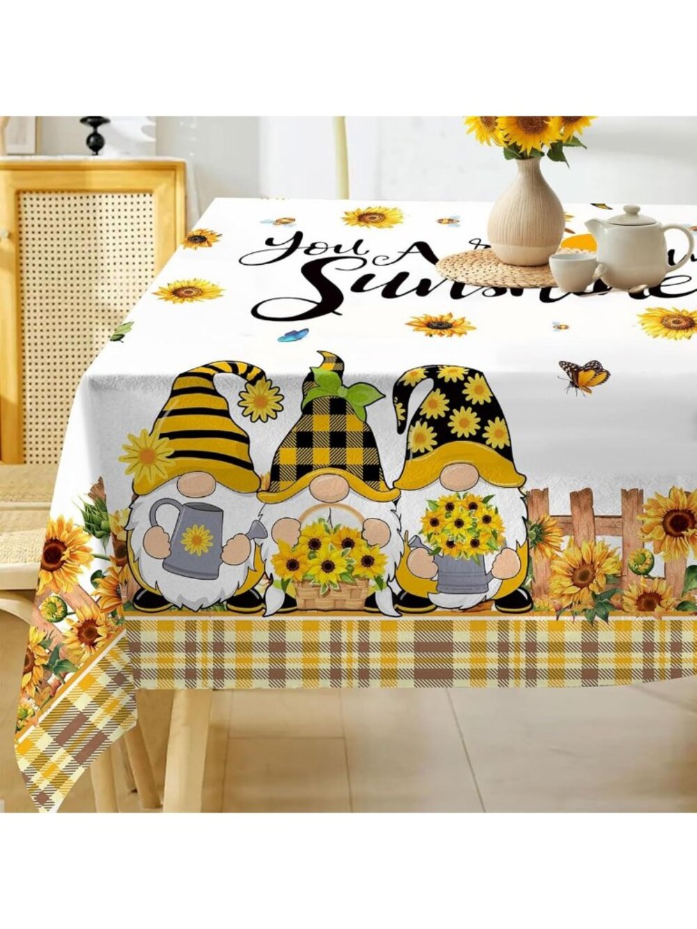 Summer Sunflower Rectangle Tablecloth 52x70 Inch - Vibrant Floral Decor